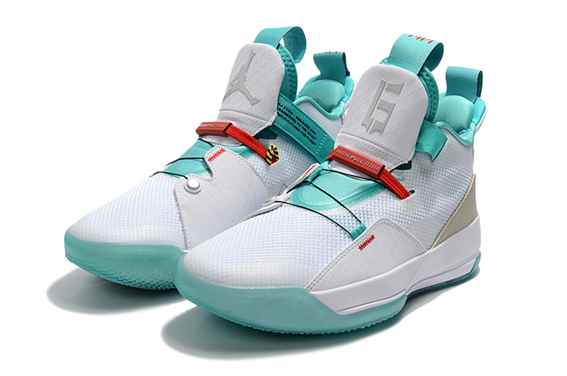 Air Jordan 33 White Jade Blue Red Shoes